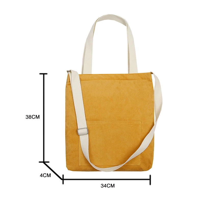 Corduroy Tote Sling Bag Custom Pocket Inside Women Corduroy Crossbody Bag With Zipper details