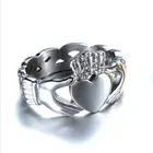 Celtic Ring Stainless Steel Irish Claddagh With Celtic Knot Eternity Design Ring Sizes 6-15