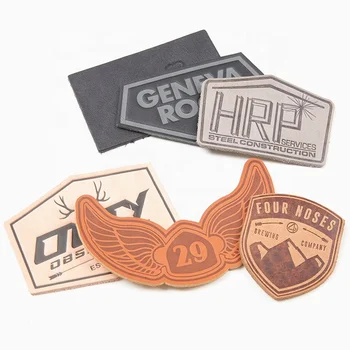 High Quality Hot Stamping Custom Logo Embossed Real Leather Labels Patches for Jeans and Bags