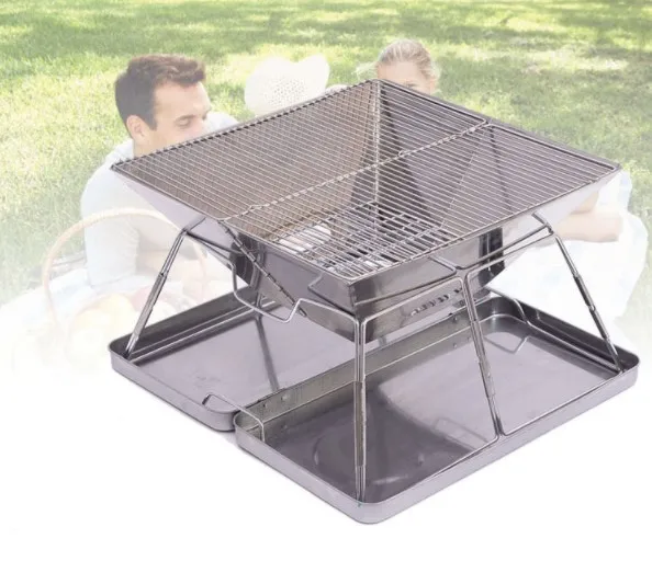 Outdoor Portable Folding Stainless Steel BBQ Grills Camping Charcoal BBQ Grill