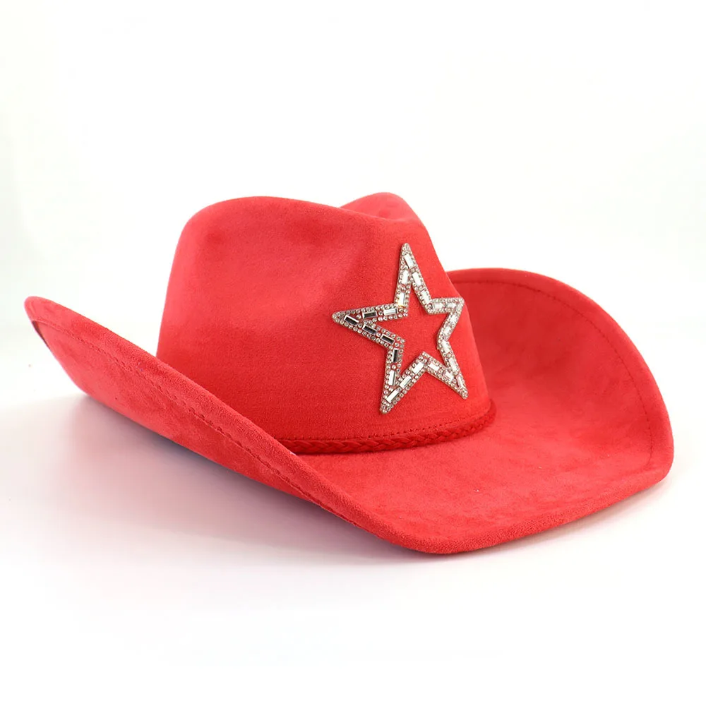 e Stars Hats Wide Brim Felt Cowgirl for Party Classic Women Western Cowboy Hat In Bulk 6