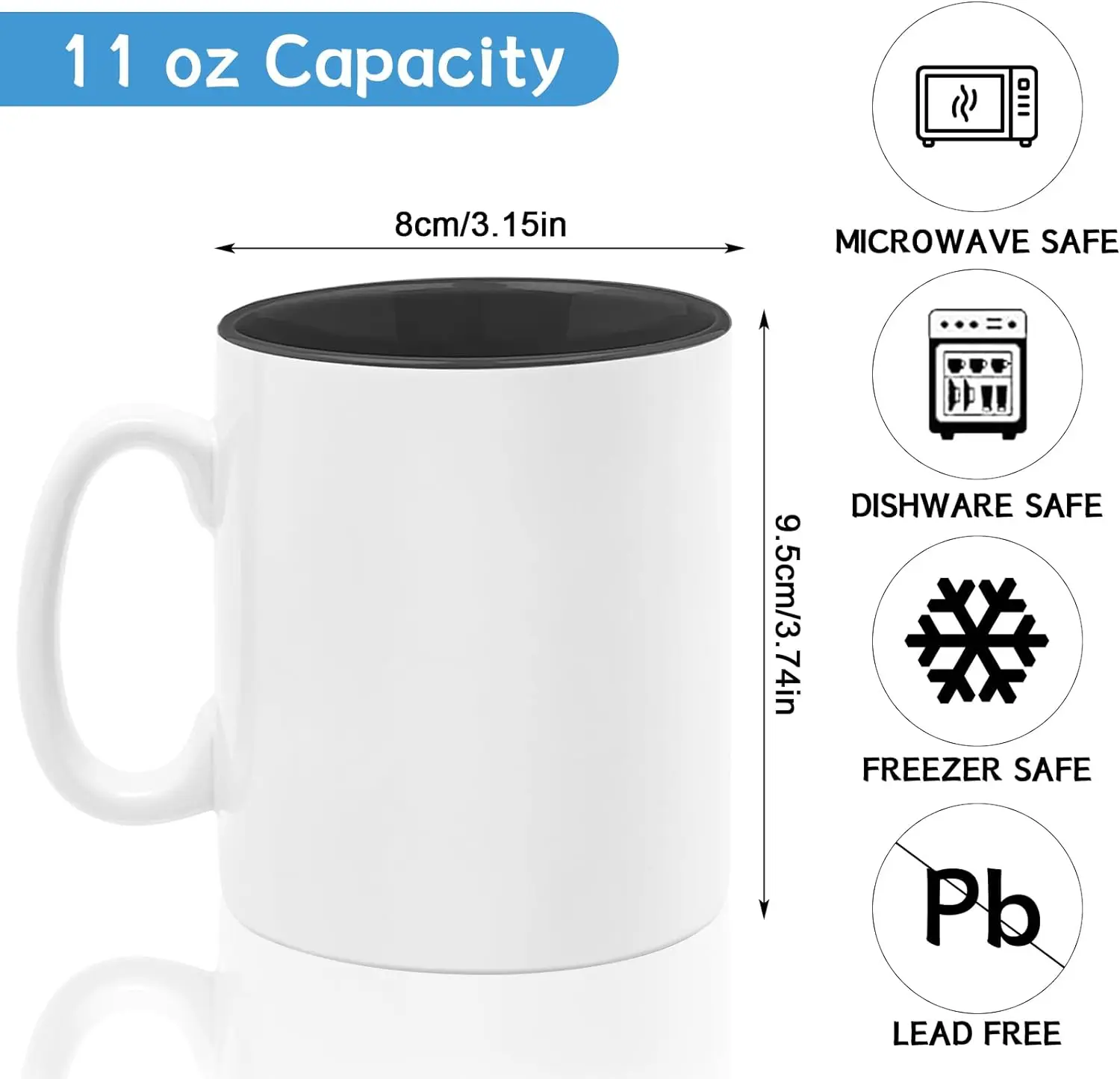 china supplier Custom logo 11oz Inner Rim Color Sublimation ceramic sublimation mug