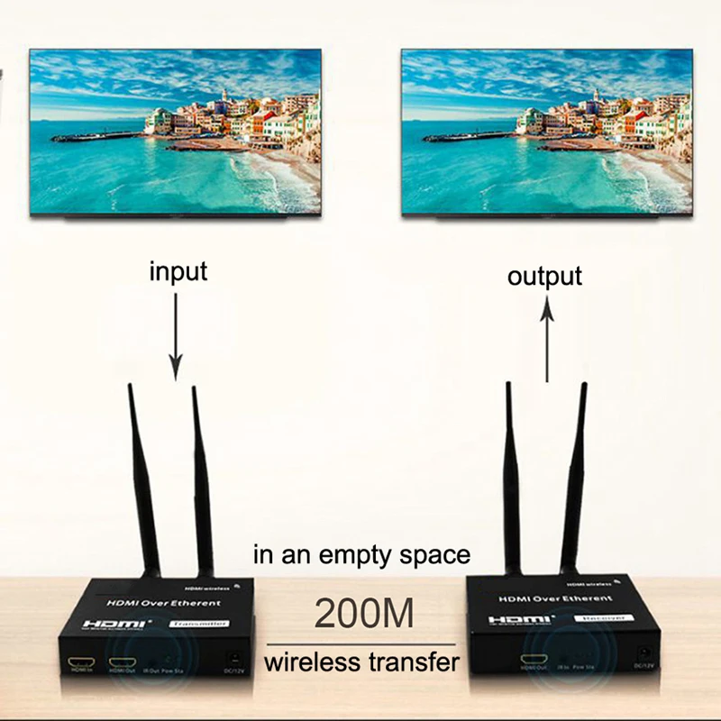 Extensor inalámbrico HDMI Kvm 5,8G HD Transmisión Proyector 200M 1080P Extensión de video inalámbrica para PC Laptop TV Proyector Monitor