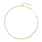 Silver ROXI Fashion S925 Sterling Silver Paper Clip Chain Tennis Necklace Gold Plated 18k Jewelry