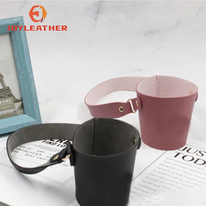 Simple Portable Cover Retro Creative Internet Celebrity Milk Tea Coffee PU Leather Cup Sleeves Holder