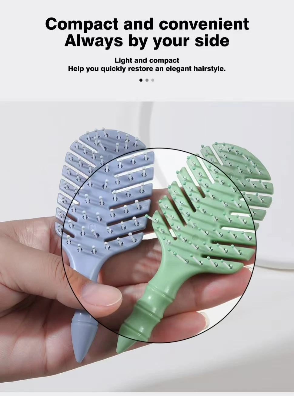 Portable Lightweight Hairbrush for Frizz Control and Hair Straightening Bone Shape Comb Compact Hygienic manufacture