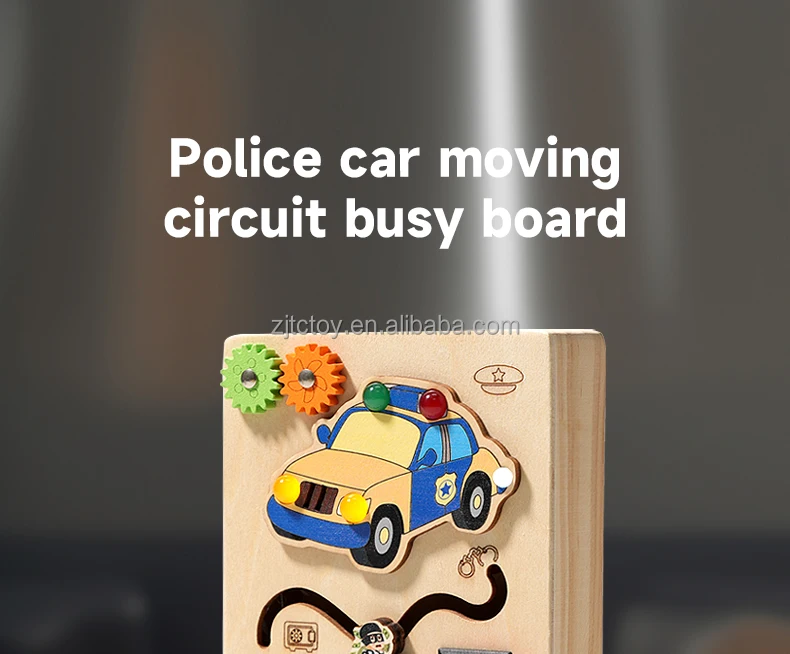 Panneau occupé Montessori à lumière LED avec voiture de police, jouets éducatifs sensoriels en bois pour les tout-petits de 3 à 6 ans, fournisseur juguetes para nios