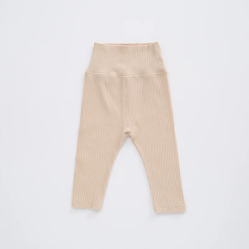High quality kids leggings autumn cotton baby pants pit stripe middle high waist elastic solid newborn baby trousers