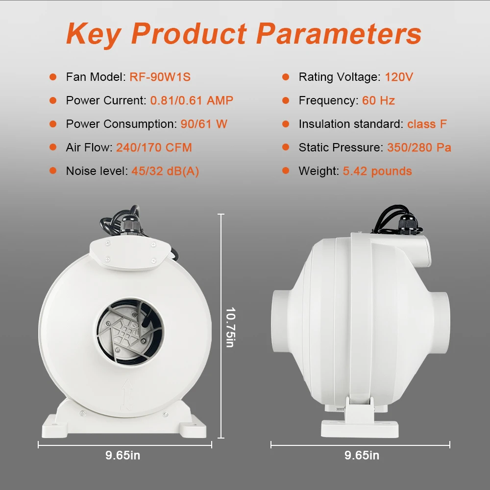 Speed Plastic Centrifugal Ventilator, DCFAIR, RF-90W1S - detail 6