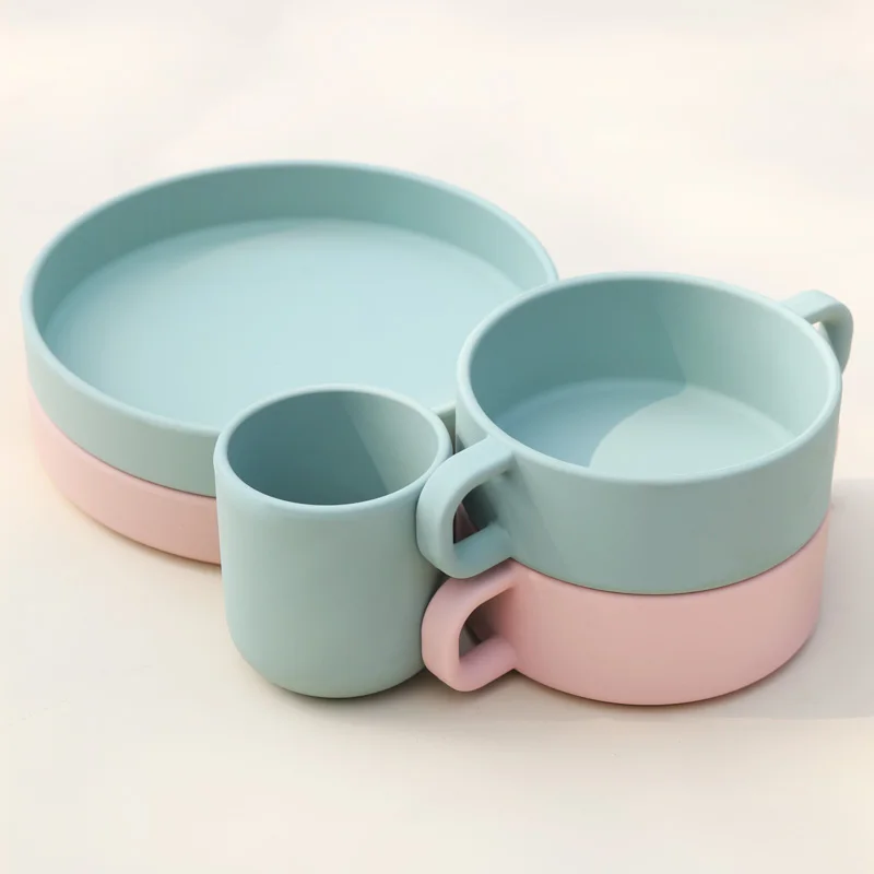 Stocked Customized Factory Price Porcelain Kitchen Baby Silicone Dinner Dishes Plate Bowls