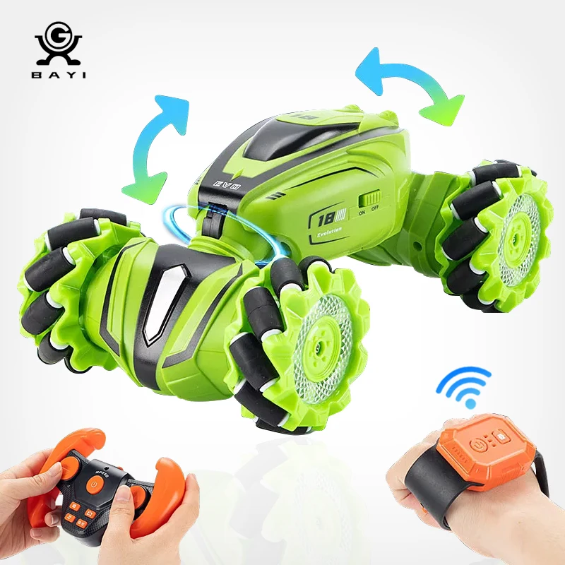 2.4Ghz RC Twist Stunt Car Radio Remote Control Traverse Cars Toy Watch Gesture Sensing Rotation Twist Drift Car Gift for Kids