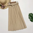 Girl Skirt 2021 Popular Girl Solid Color A- Line Pleated Skirt Loose Skirt With Belt