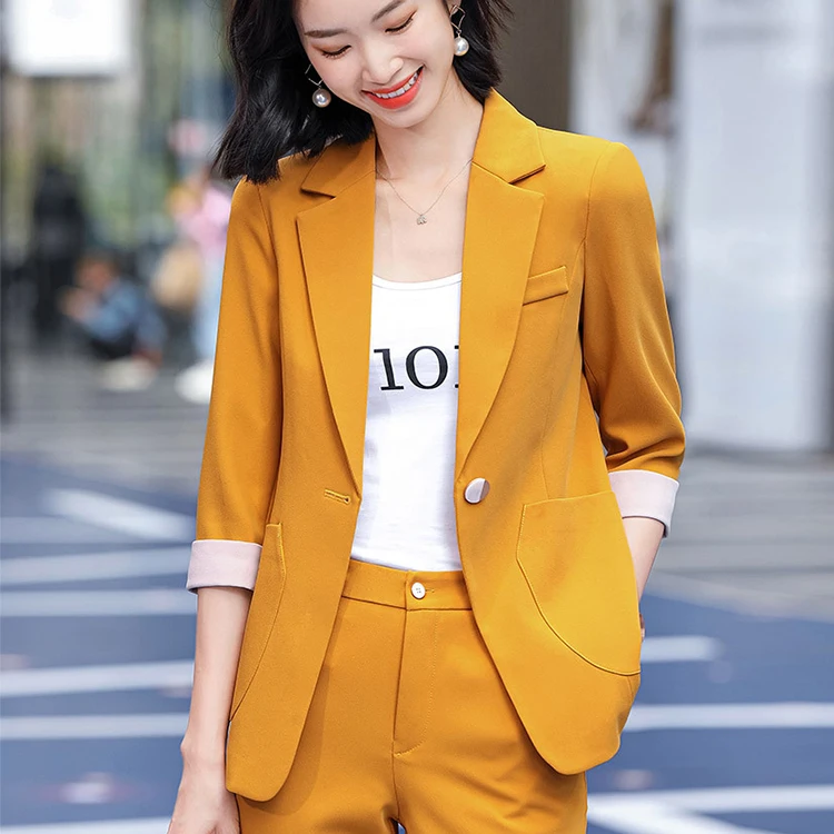 Long Sleeve Ladies Blazers And Jackets Casual Top Oversized Solid Color Women's  Suit Wholesale - Buy Suits,Yellow Church Ladies Suits,Long Sleeve Ladies  Blazers And Jackets Casual Top Oversized Solid Color Women's Suit