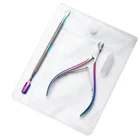 Nail Nipper Stainless Steel Dual-ended Rainbow 2pcs Nail Cuticle Nipper Dead Skin Remover Nail Pusher Set