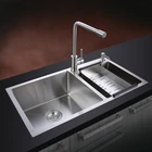 Kitchen Sink Customizable OEM Square 304 Stainless Steel Double Bowl Handmade Kitchen Sink