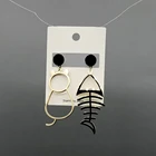 Earrings Ready To Ship 14K Gold Plated Ab Earrings Hollow Out Designed Cute Cat And Fish Drop Earrings