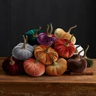 Decoration Party Christmas Halloween Pumpkin Home Decor Ornament Velvet Pumpkins Decoration For Festival Party