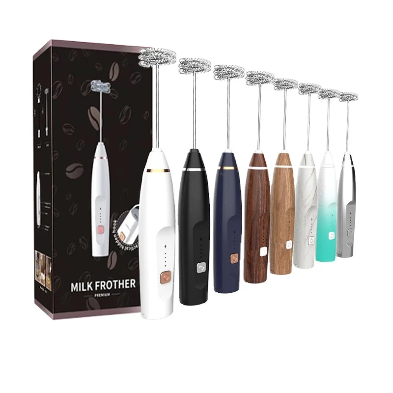 Wholesale milk frother rechargeable wireless coffee frother With 2 Stainless Steel hand electric Whisk