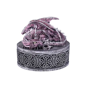 Antique fantasy home accessories ornament dragon statue jewelry case box resin dragon treasure trinket box