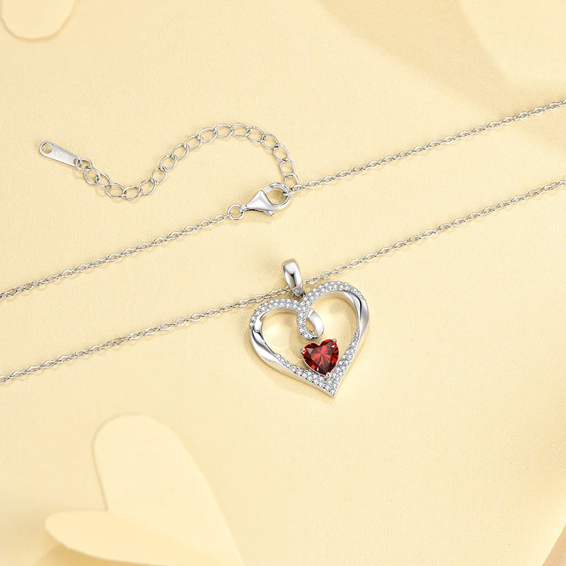 CDE YN1058 Original Jewelry 925 Sterling Silver Necklace Heart-Shaped Pendant Necklace Zircon Plata De Collar Heart Necklace