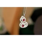 Red Ruby Necklace Natural Red Ruby Jade Necklace Shining Calabash Pendant Necklace