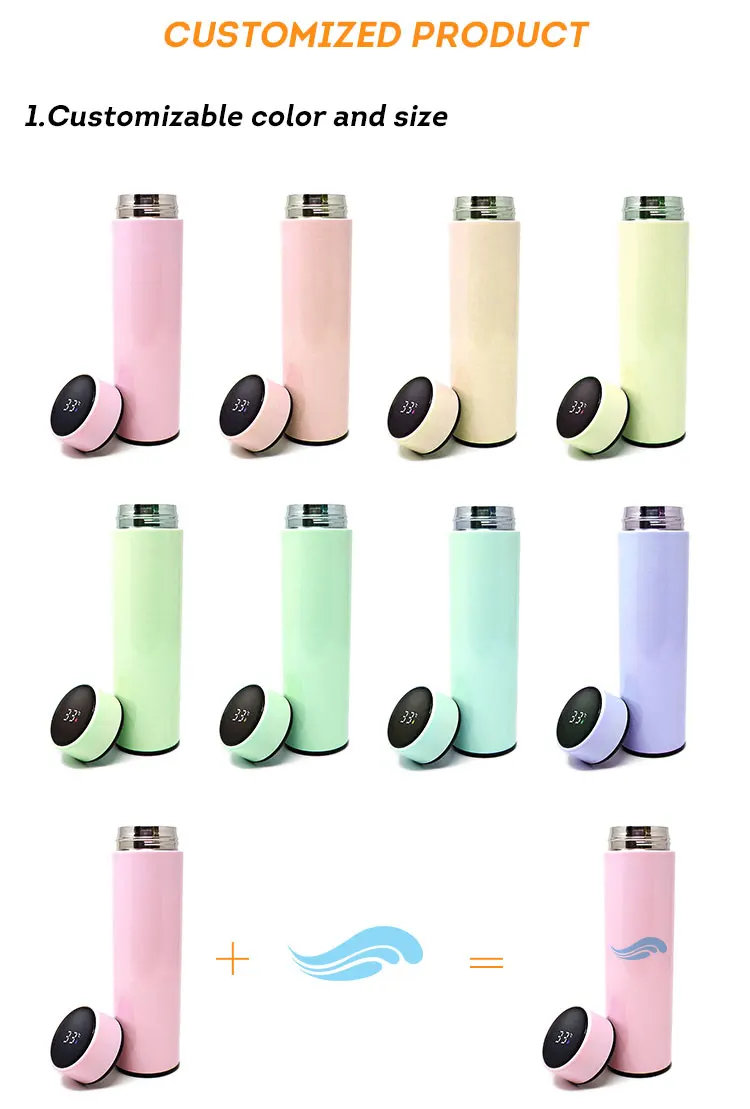 Cheap hot sale 500ml smart stainless water bottle led display digital temperature