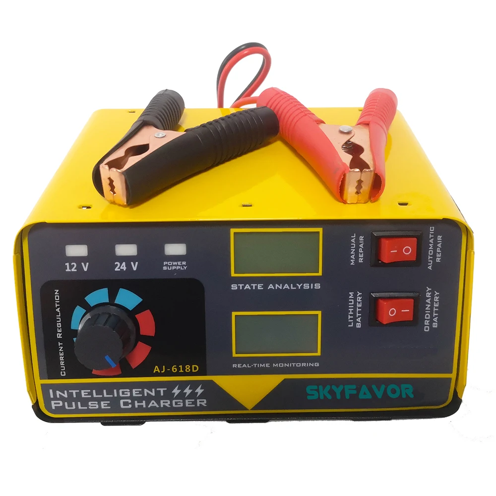 Adjustable Automatic Trickle charger 12V 20A 24V 10A Universal smart fast truck motorcycle car battery charger with Pulse Repair
