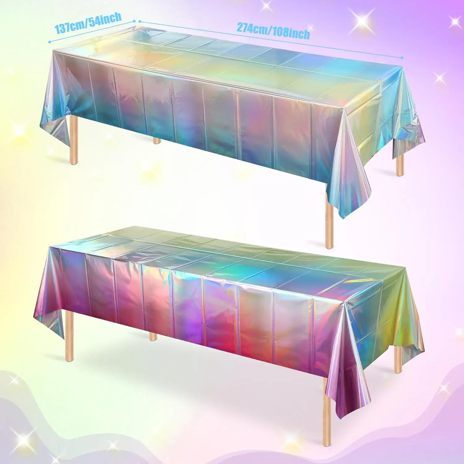 Wholesale Waterproof Dinner Custom Rectangular Pvc Plastic Print Lridescent Laser Colorful Disposable Table Tablecloth For Party