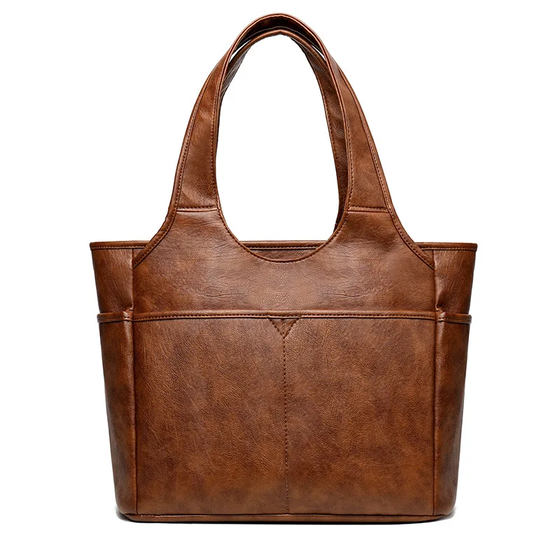 Vintage Office Women Handbag PU Leather Tote Bag Large Capacity Single Shoulder Tote Bag Purse and Handbag for Women