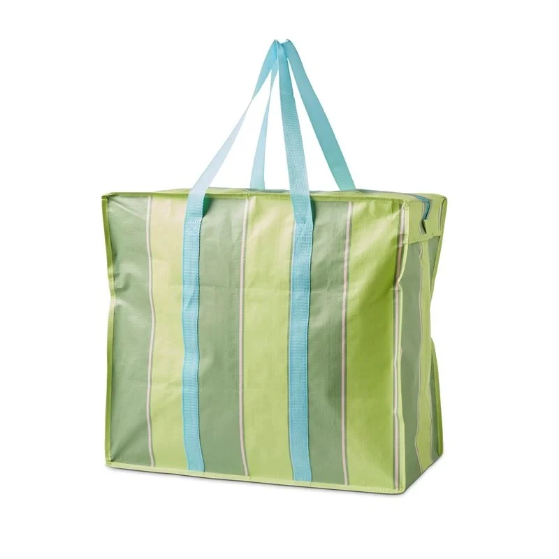 Manufactured Eco-Friendly Wholesale Recycled Nylon PP Woven Striped Shopping Bags Eco-Friendly Reusable Plastic Market Bags manufacture