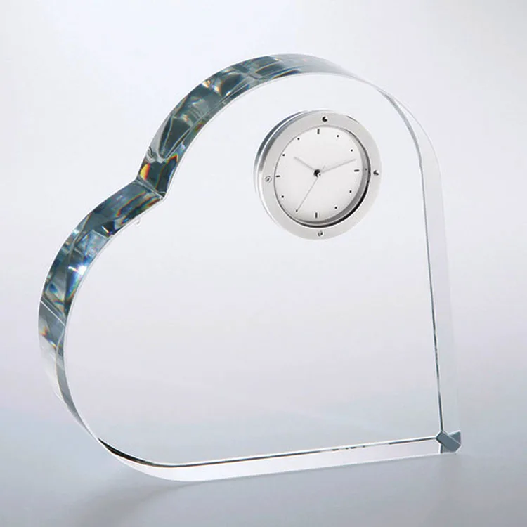 product fashion custom high quality crystal table clock gift for personal engraved letter souvenir crystal glass clock-2
