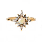 Ring Cz Rings Opal Ring Women Silver 14K Yellow Gold Snowflake Engagement Ring With Opal CZ