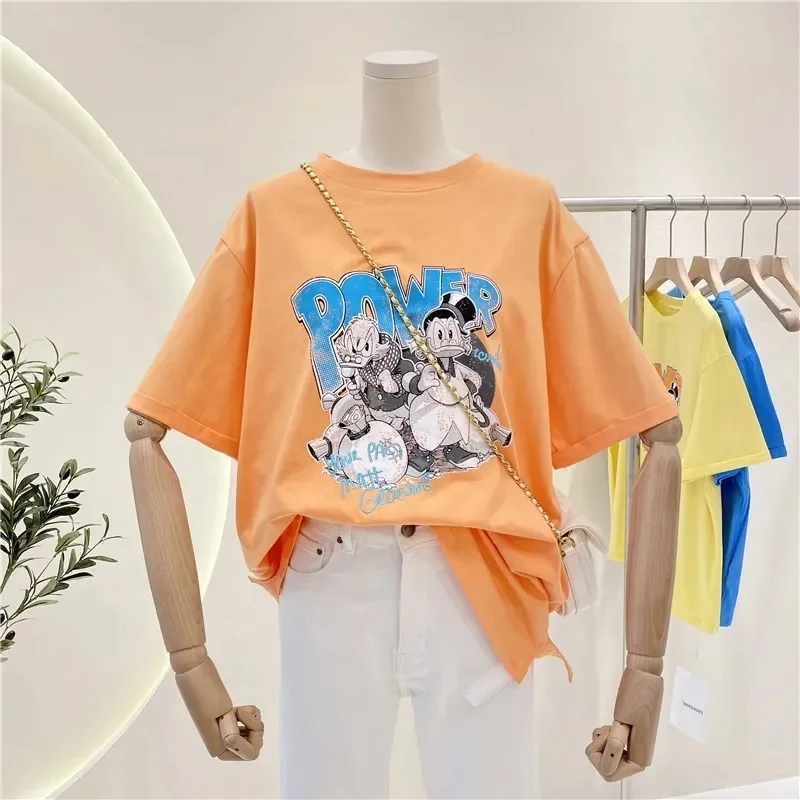 Summer 2024 new Women's 100% cotton fashion trend oversized printed women's T-shirt wholesale