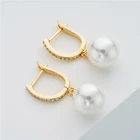 Copper Earrings Name Earring Hoop Earrings BXY Korean Copper Gold Plated Fresh Water Pearl Crystal Hoop Earrings