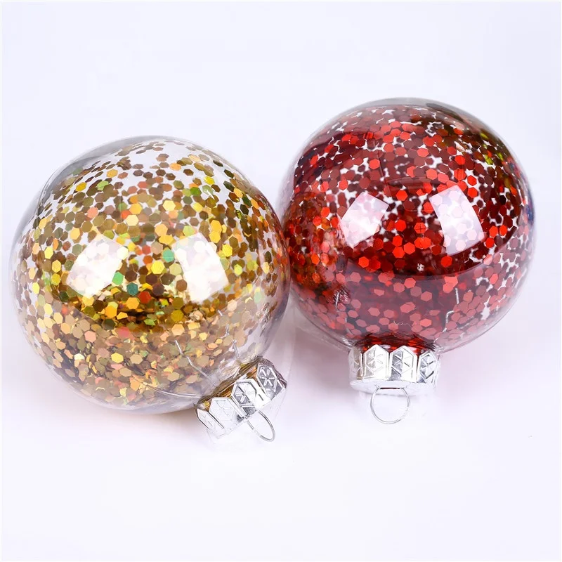6-15cm Clear Fillable Ball Plastic Baubles Christmas Tree Transparent Ornament 