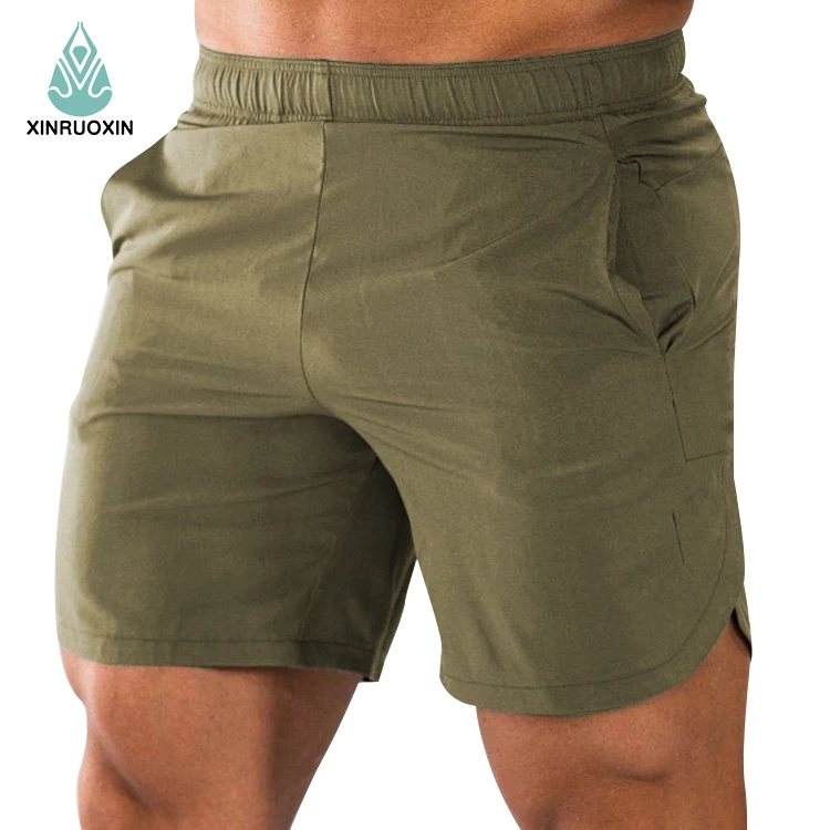 Custom Logo on Waistband Polyester Pockets Split Hem Pour Hommes Sports Active Mens Workout Gym Athletic Shorts for Men
