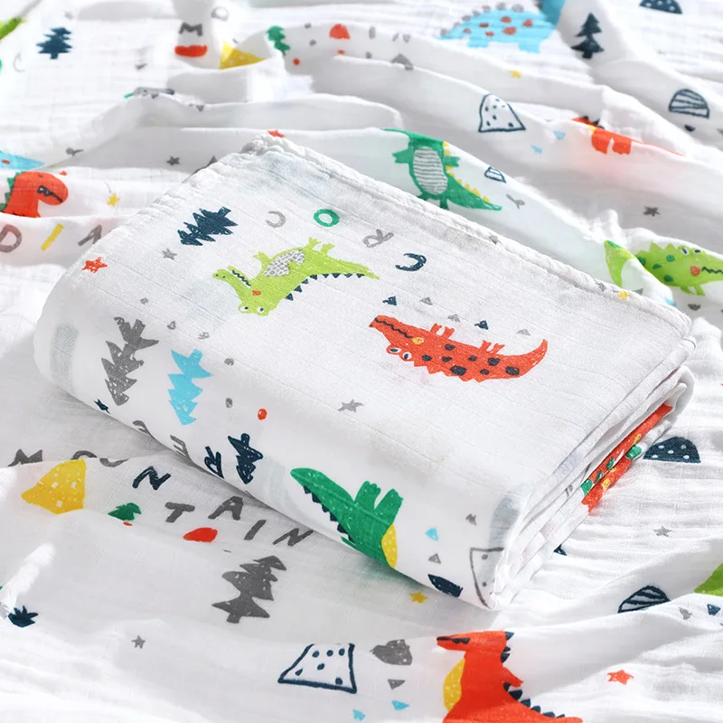 Customized designs soft 100% cotton baby blanket bamboo baby muslin swaddle blanket