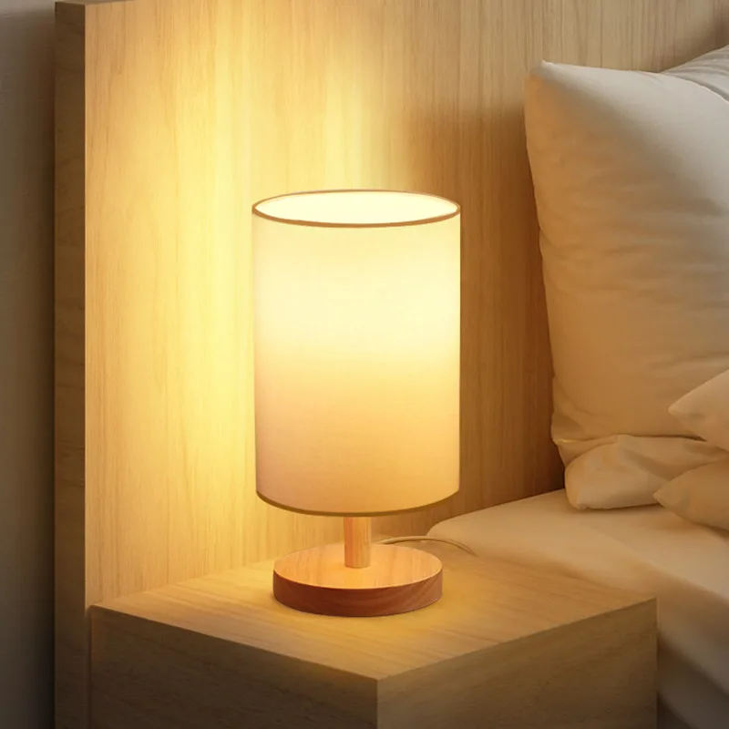 small wooden base table lamp