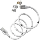 In Usb 3 In Charging Usb Cable 540 Degree 3 In 1 3A USB Smartphone Nylon Magnetic Self Winding Charging Cable