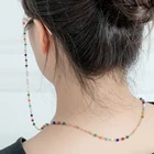Glass New Design Rainbow Glass Bead With Brass Link Rubber Combo Loop Clip Sunglass Chains For Jewelry