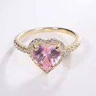 Ring Heart 18k Gold Plated Ring Cubic Zircon Stone Ring Women Colorful Heart Shape Zircon Ring