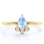 Natural Ring Silver Silver Natural Moonstone Ring 925 Sterling Silver Minimalist Jewelry Pear Shape Moonstone Ring
