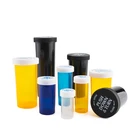 Resistant Pill Vial Child Resistant Round Shape Plastic Pill Push Turn Vial For Capsule Medicine Packing