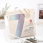 Plain Canvas Canvas Wholesale Plain Fashion Shopping Zipper Print Women Cotton Canvas Tote Bag