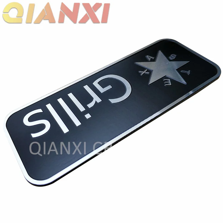 product diamond cut metal nameplate sign aluminum badge machine emblem logo plate-8