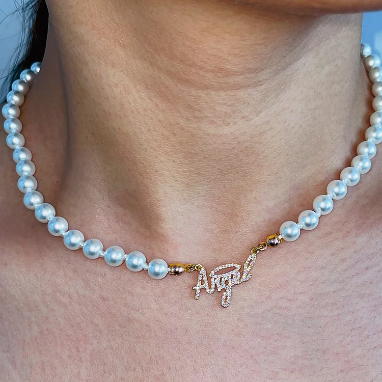 Colored Pearl Beaded Gold Necklace 