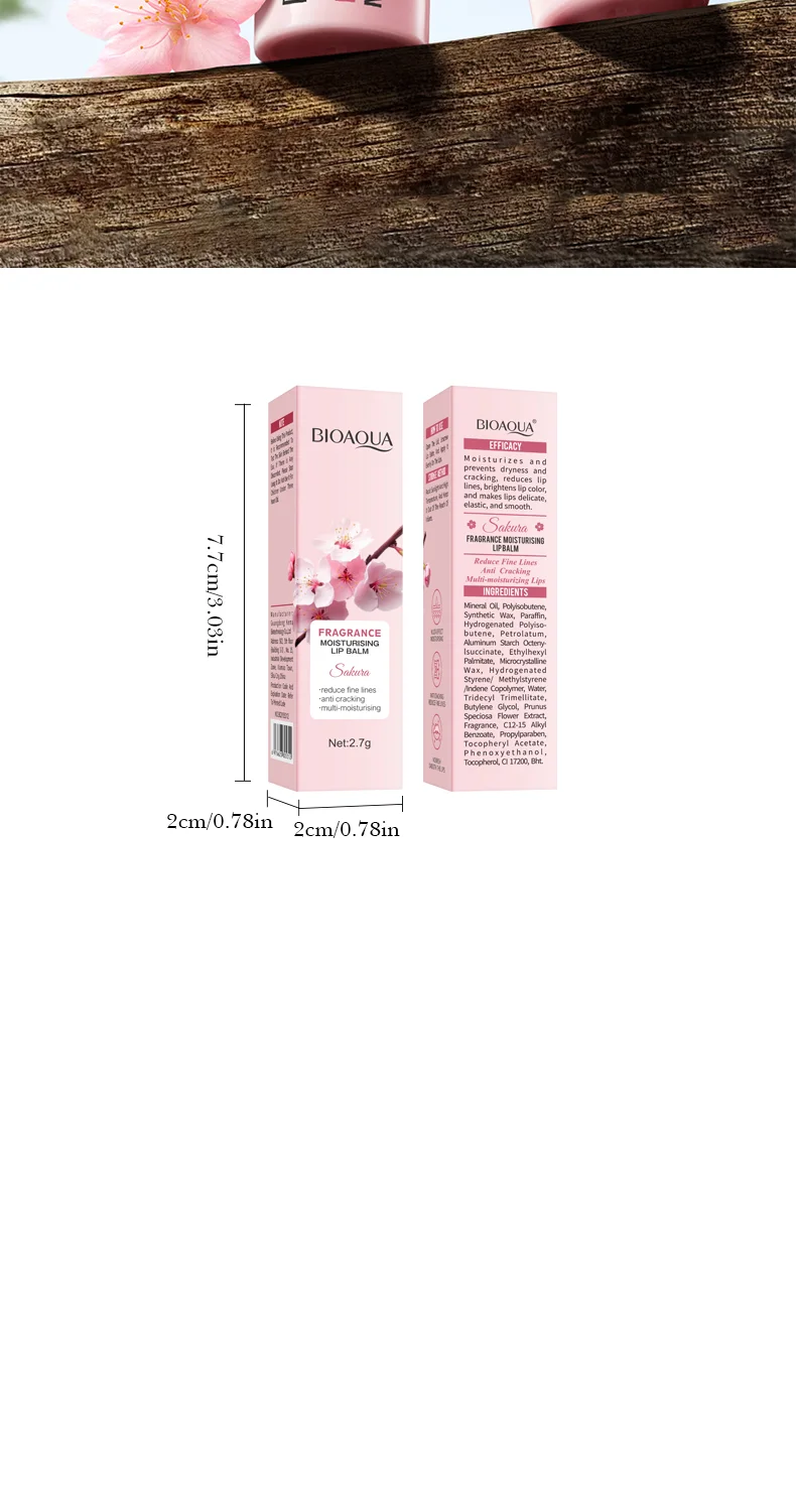 product hot selling oem bioaqua organic cherry blossom scented lip balm wholesale vitamin c moisturizing nourish cute lip balm stick-11