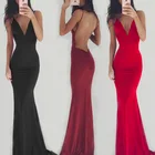 Evening Gowns New Design Jersey V-neck Backless Evening FCashion CPlub Party Dresses Gowns