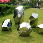 Statue High Quality Mirror Polish Large Outdoor Steel Sculpture Square Pebble Statue For Lawn