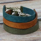 Leather Bracelet Adjustable Cuff Leather Wrap Bracelet Custom Brand Vegetable Tanned Charm Bracelet Leather